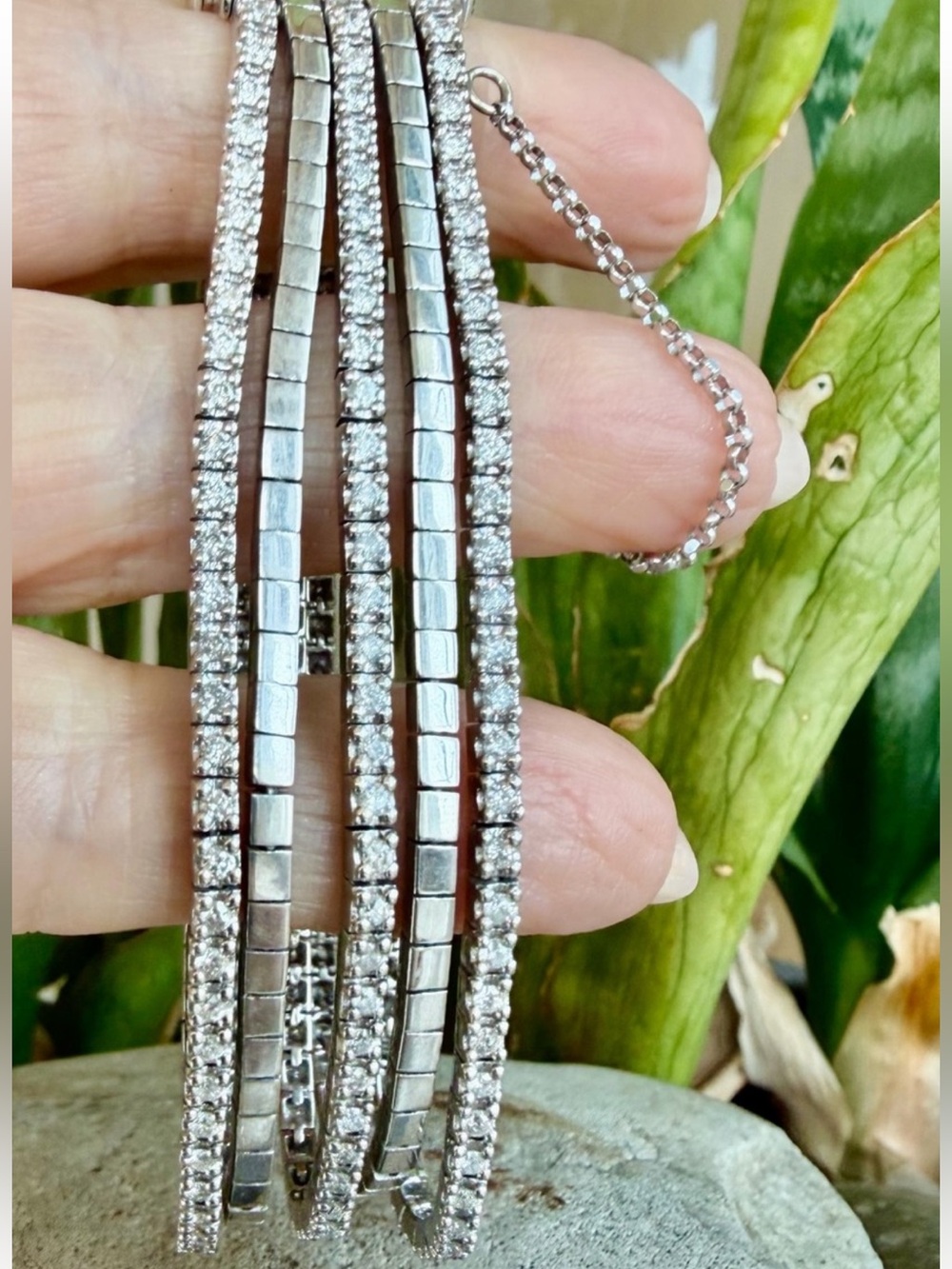 14k gold and 4.15 carat Multi-Row diamond Bracelet